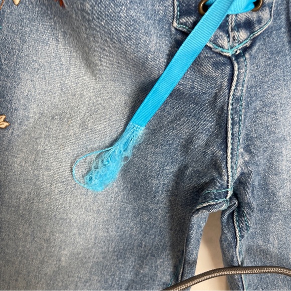 Mudd Jeans Juniors 7 Embroidered Tie Fly Flared Leg Vintage Bell 28x33 Hippie - Picture 4 of 8